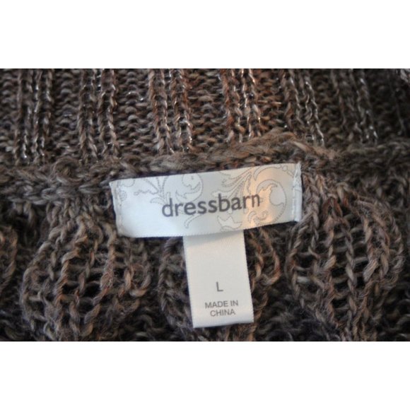 Dressbarn Brown Sparkle Popcorn Knit Short Sleeve Open Shrug Womens Size Large - Picture 7 of 9